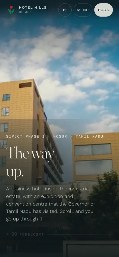 The Hotel Hills website on a phone